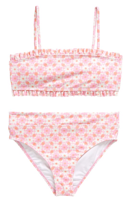 Billabong Kids' Wonderland Ruffle Two-piece Swimsuit In Pink Trails
