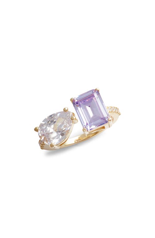 Cubic Zirconia Cocktail Ring in Gold/Purple