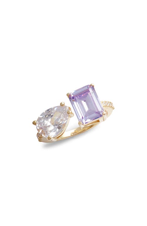 Shop Shymi Cubic Zirconia Cocktail Ring In Gold/purple