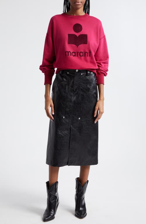 Shop Isabel Marant Étoile Mobyli Logo Graphic Cotton Sweatshirt In Raspberry