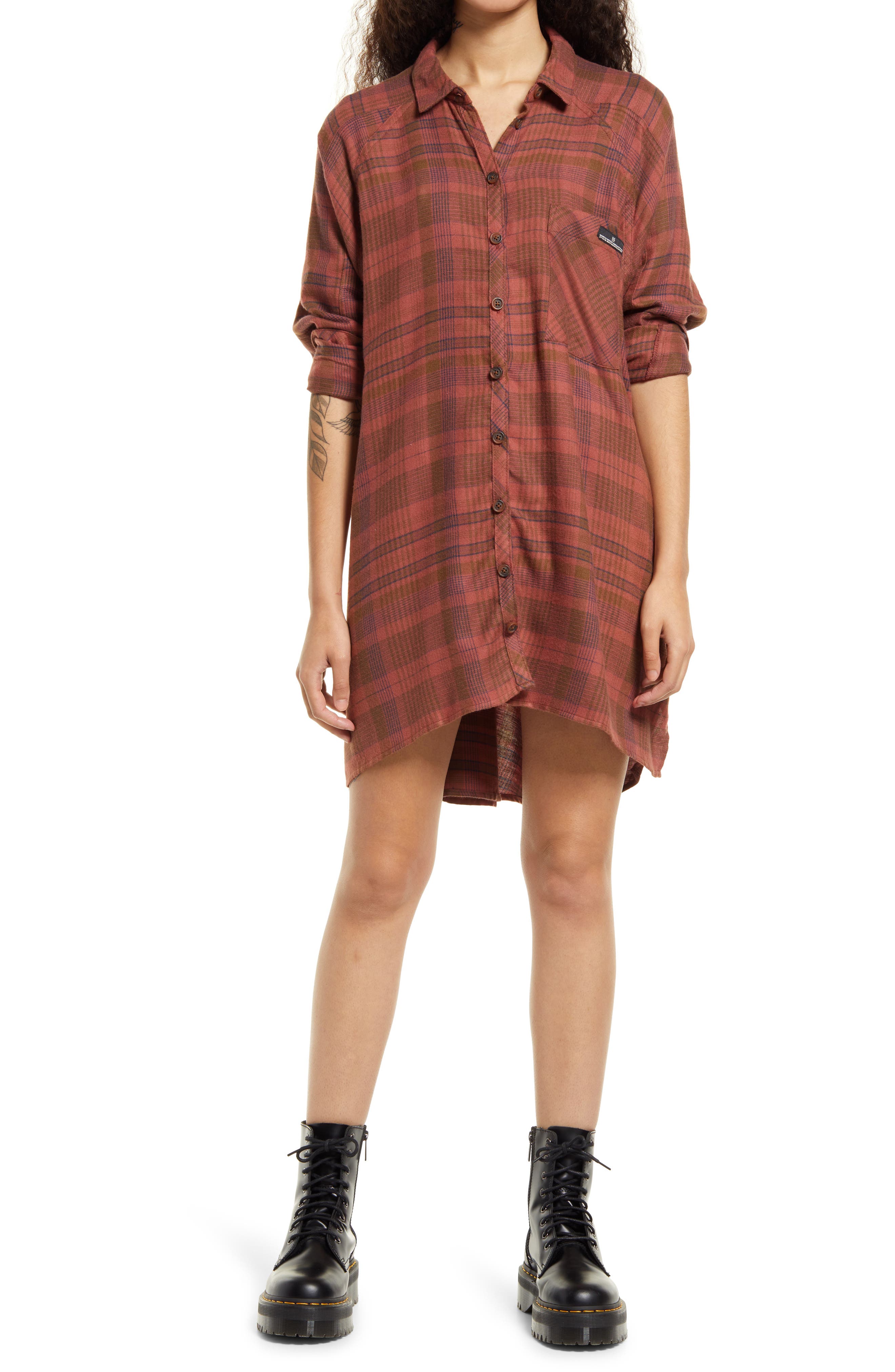 ashley check shirtdress