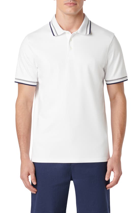 Bugatchi Tipped Short Sleeve Cotton Polo In White