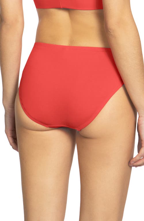 Shop Robin Piccone Ava Twist Hipster Bikini Bottoms In Guava