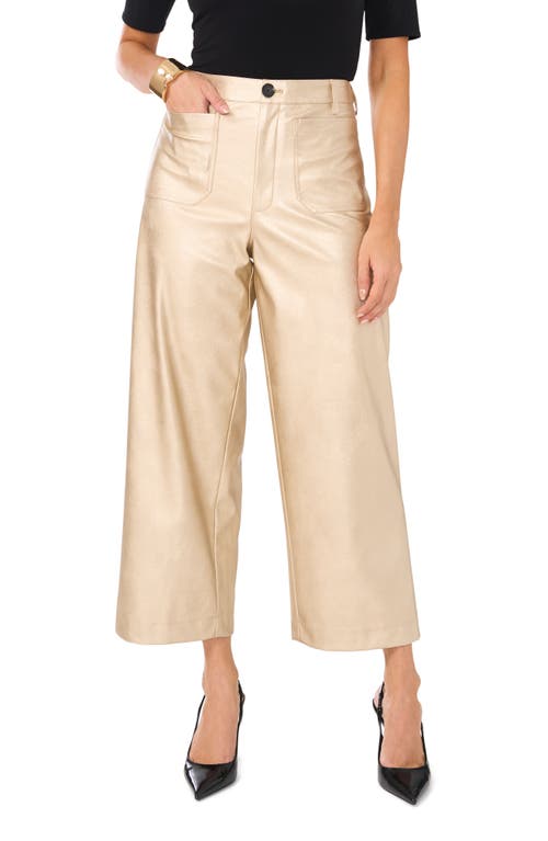 Shop Vince Camuto Metallic Wide Leg Crop Pants In Soft Gold