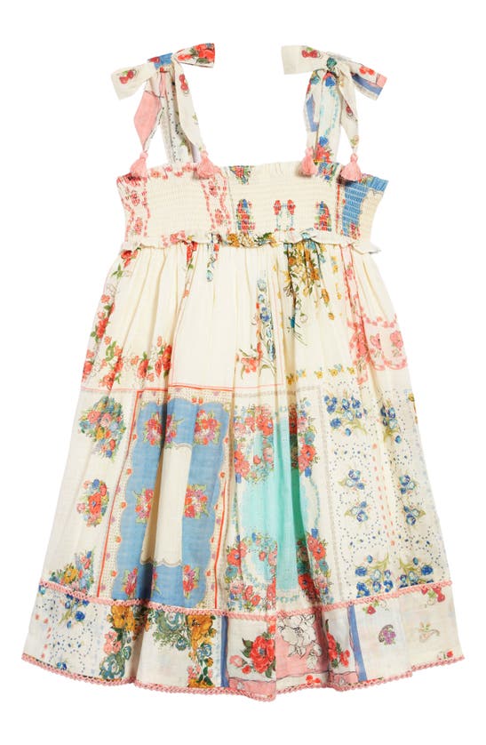 Zimmermann Kids' Clover Patchwork Print Shirred Cotton Dress In Patch Painted Flo