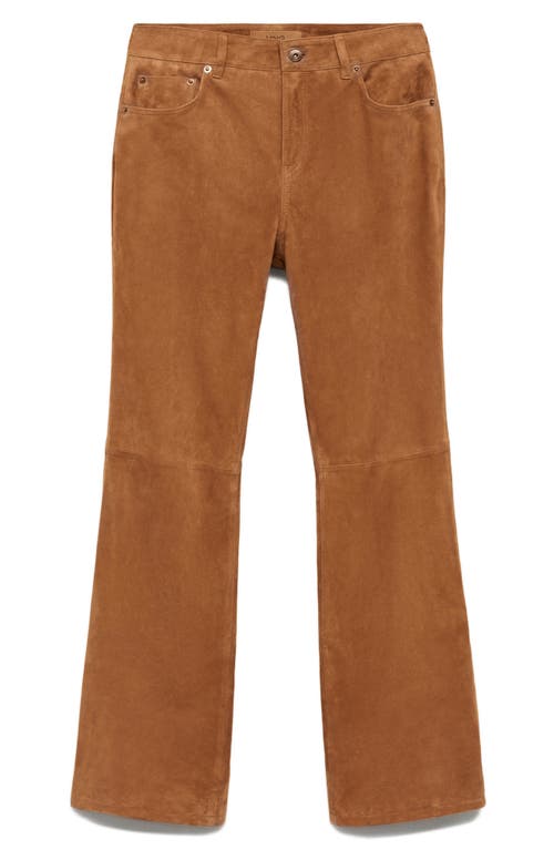 Shop Mango Brooke Suede Straight Leg Pants In Medium Brown