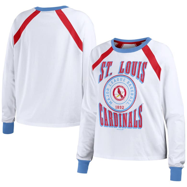Shop Wear By Erin Andrews White St. Louis Cardinals Raglan Long Sleeve T-shirt