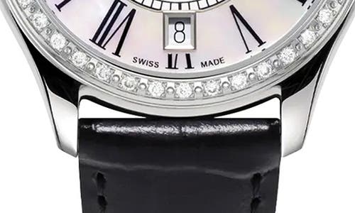 Frederique Constant Classics Diamond Leather Strap Watch, 36mm In Silverone
