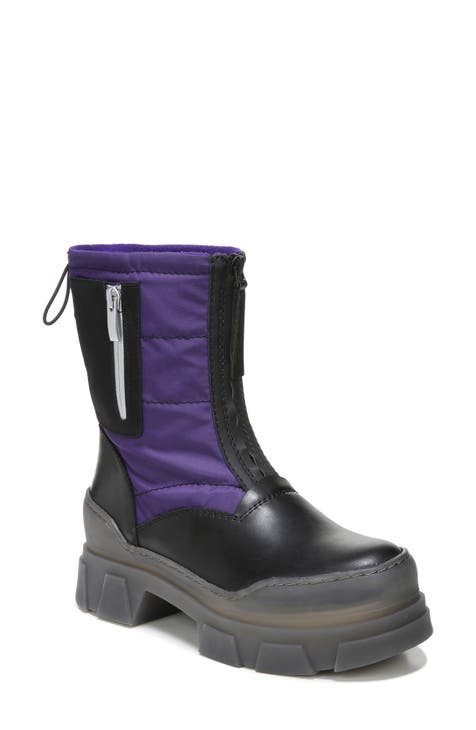 Purple Floral Print Women's Boots