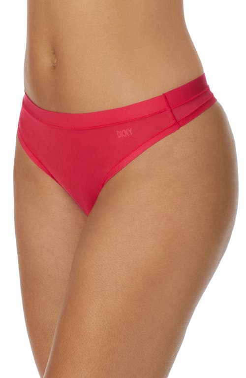 Shop Dkny Litewear Active Comfort Thong In Viva Magenta