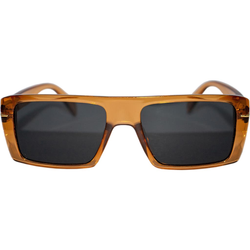 Fifth & Ninth Atlas 54mm Polarized Rectangular Sunglasses In Caramel/black