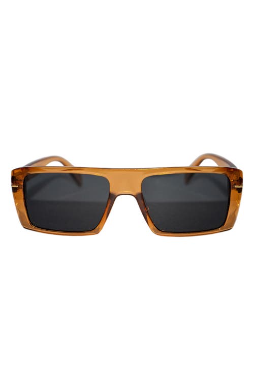 Shop Fifth & Ninth Atlas 54mm Polarized Rectangular Sunglasses In Caramel/black