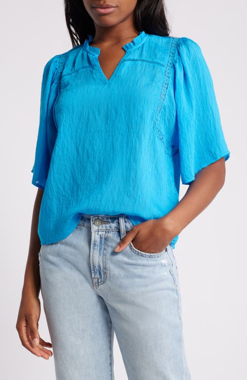 VERO MODA Luca Lace Trim Top in Dresden Blue 