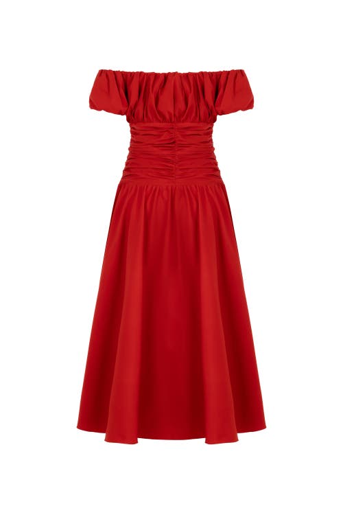 Drape Midi Dress in Red