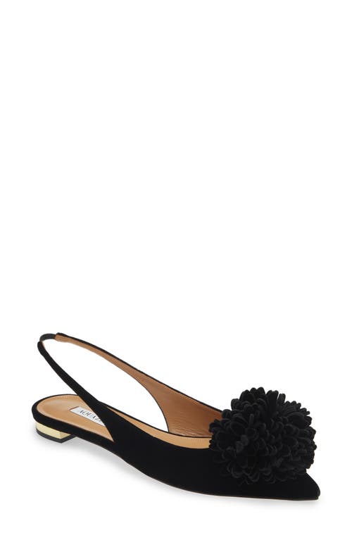 Shop Aquazzura Couturier Pointed Toe Slingback Flat In Black