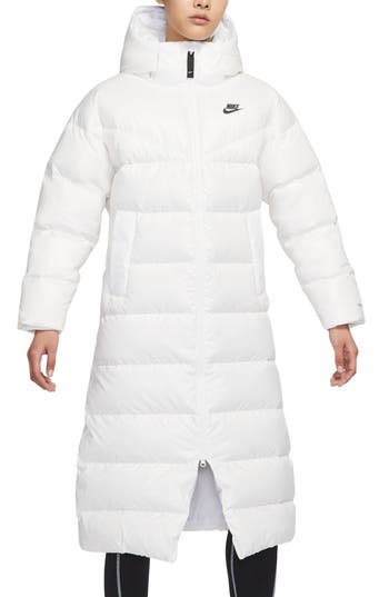 Shop Nike Sportswear City Quilted Longline Down Parka In White/black