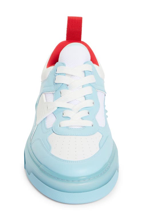 Shop Christian Louboutin Astroloubi Mixed Media Low Top Sneaker In 5709 Mineral/white