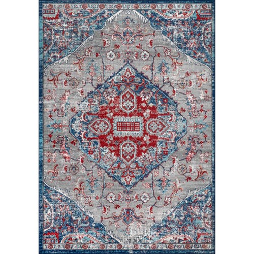 Jonathan Y Modern Persian Vintage Medallion Area Rug In Red/navy