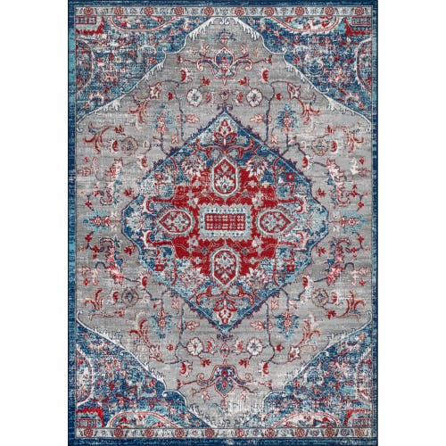 Shop Jonathan Y Modern Persian Vintage Medallion Area Rug In Red/navy