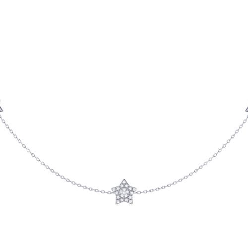 Luvmyjewelry Lucky Star Layered Sterling Silver Diamond Necklace In Silver