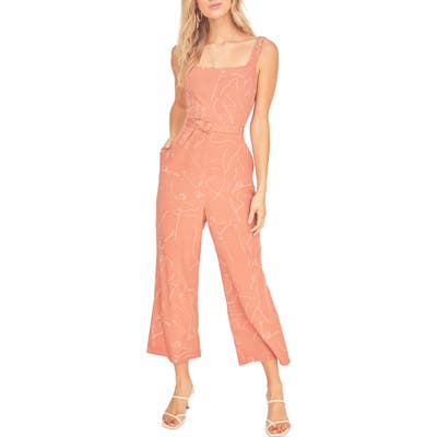 Astr The Label Chasse Wide Leg Jumpsuit, Coral