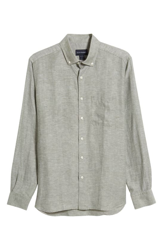 SCOTT BARBER SCOTT BARBER SOLID LINEN & LYOCELL TWILL BUTTON-DOWN SHIRT 