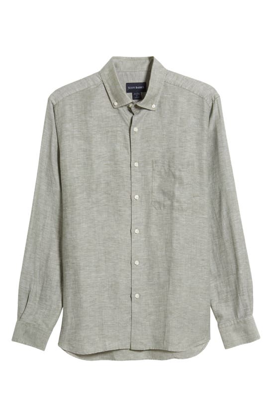 SCOTT BARBER SCOTT BARBER SOLID LINEN & LYOCELL TWILL BUTTON-DOWN SHIRT