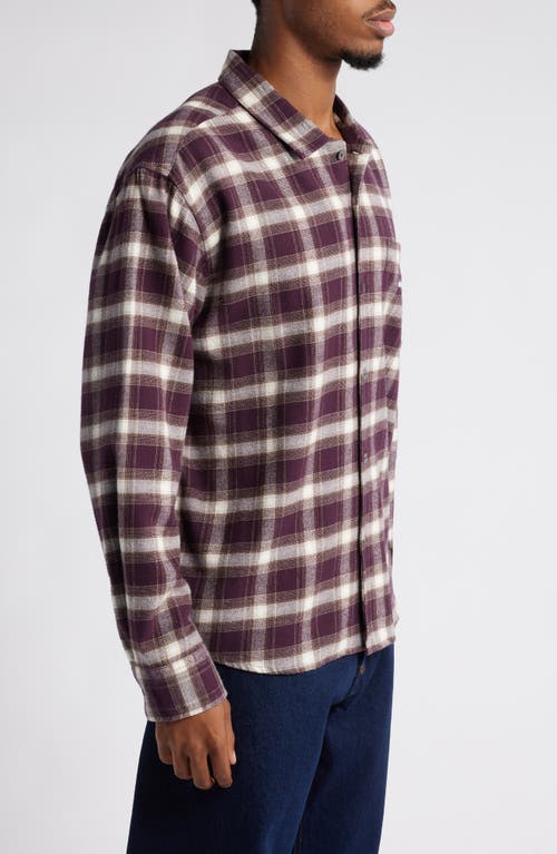 Shop Obey Reason Plaid Long Sleeve Camp Shirt In Plum Perfect Multi