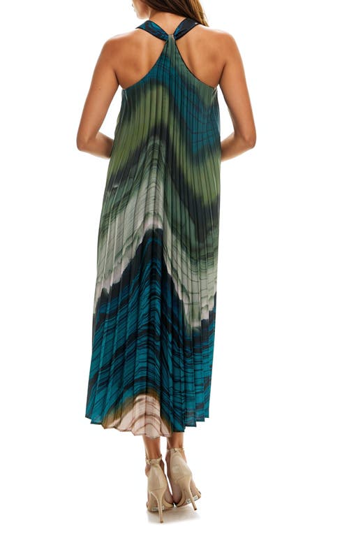 Shop Socialite Sunburst Pleat Maxi Dress In Teal/olive