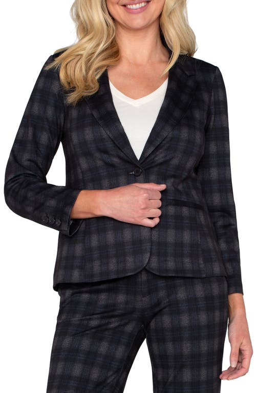 Shop Liverpool Los Angeles Plaid Fitted Blazer In Charcoal Grey/blueberry Plaid