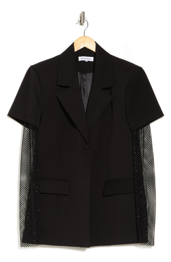 Weworewhat Crystal Mesh Sleeve Blazer In Black | ModeSens