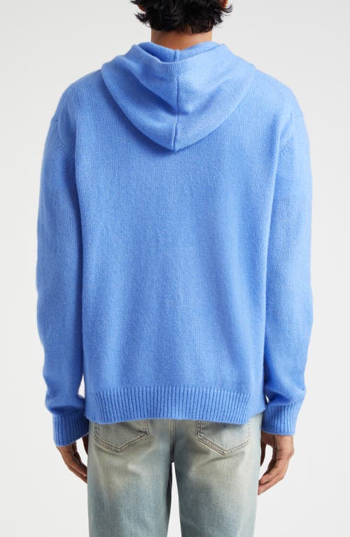 Shop The Elder Statesman Nimbus Cashmere & Cotton Full Zip Sweater Hoodie In 493 Crypto Blue