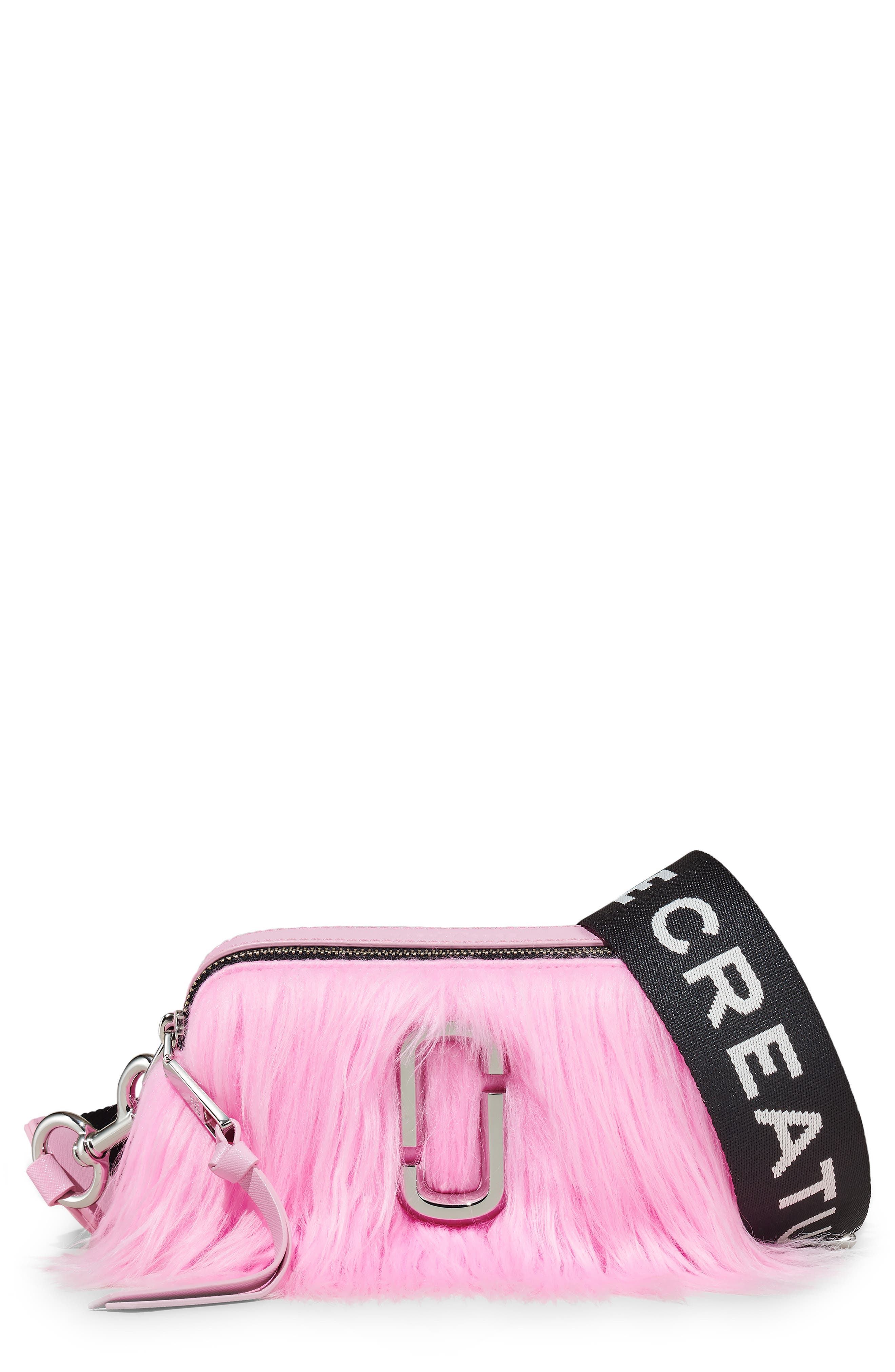 Marc Jacobs Snapshot Faux Fur Crossbody Bag in Confection Pink at Nordstrom