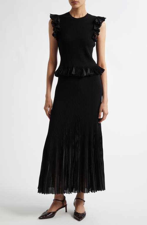 Ulla Johnson Leila Flared Sunburst-knit Top In Noir