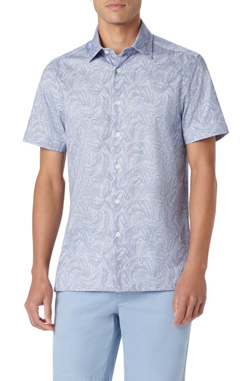 Bugatchi Milo OoohCotton Print Short Sleeve Button-Up Shirt Air Blue at Nordstrom