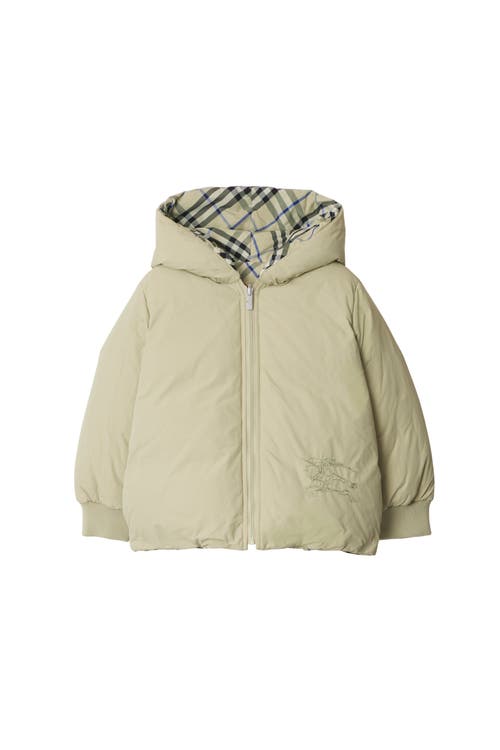 Shop Burberry Reversible Check Nylon Puffer Jacket In Lichen