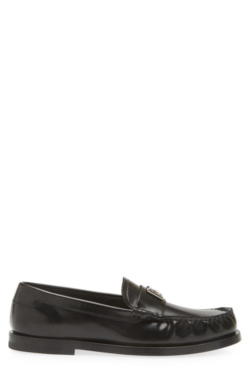 Dolce & Gabbana Dg Medallion Leather Classic Loafers In Nero