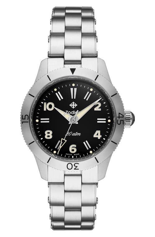 Shop Zodiac Ref. 691 Manual Wind Stainless Steel Bracelet Watch, 36mm In Silver