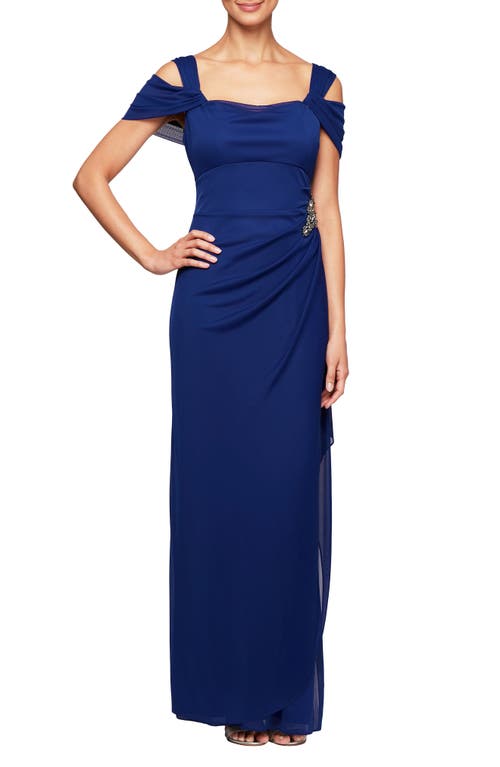 Alex Evenings Embellished Cold Shoulder Column Evening Gown in