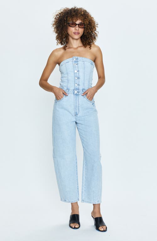 Shop Pistola Daphne Strapless Denim Ankle Jumpsuit In Impressionist