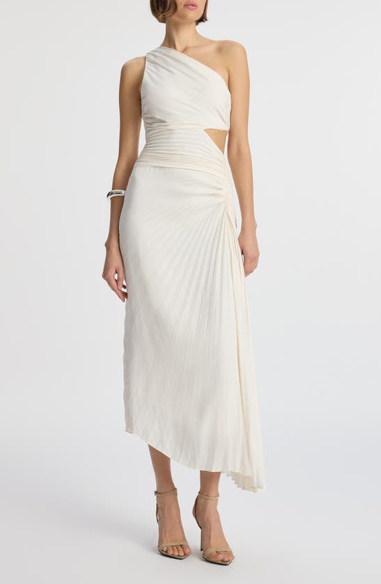 Shop A.l.c Dahlia One-shoulder Pleated Maxi Dress In Whisper White