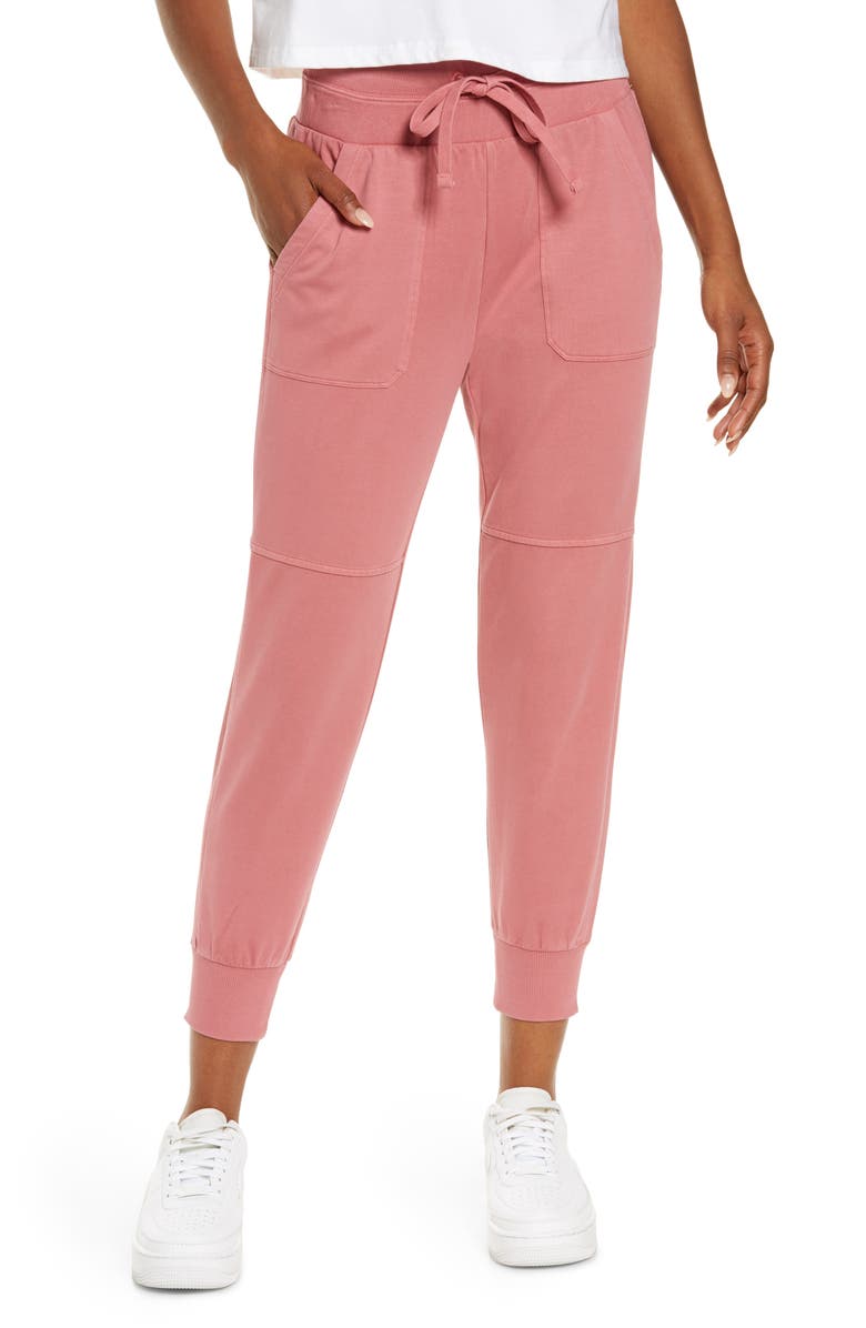 ZELLA Washed Organic Cotton Ankle Joggers, Main, color, PINK MAUVE