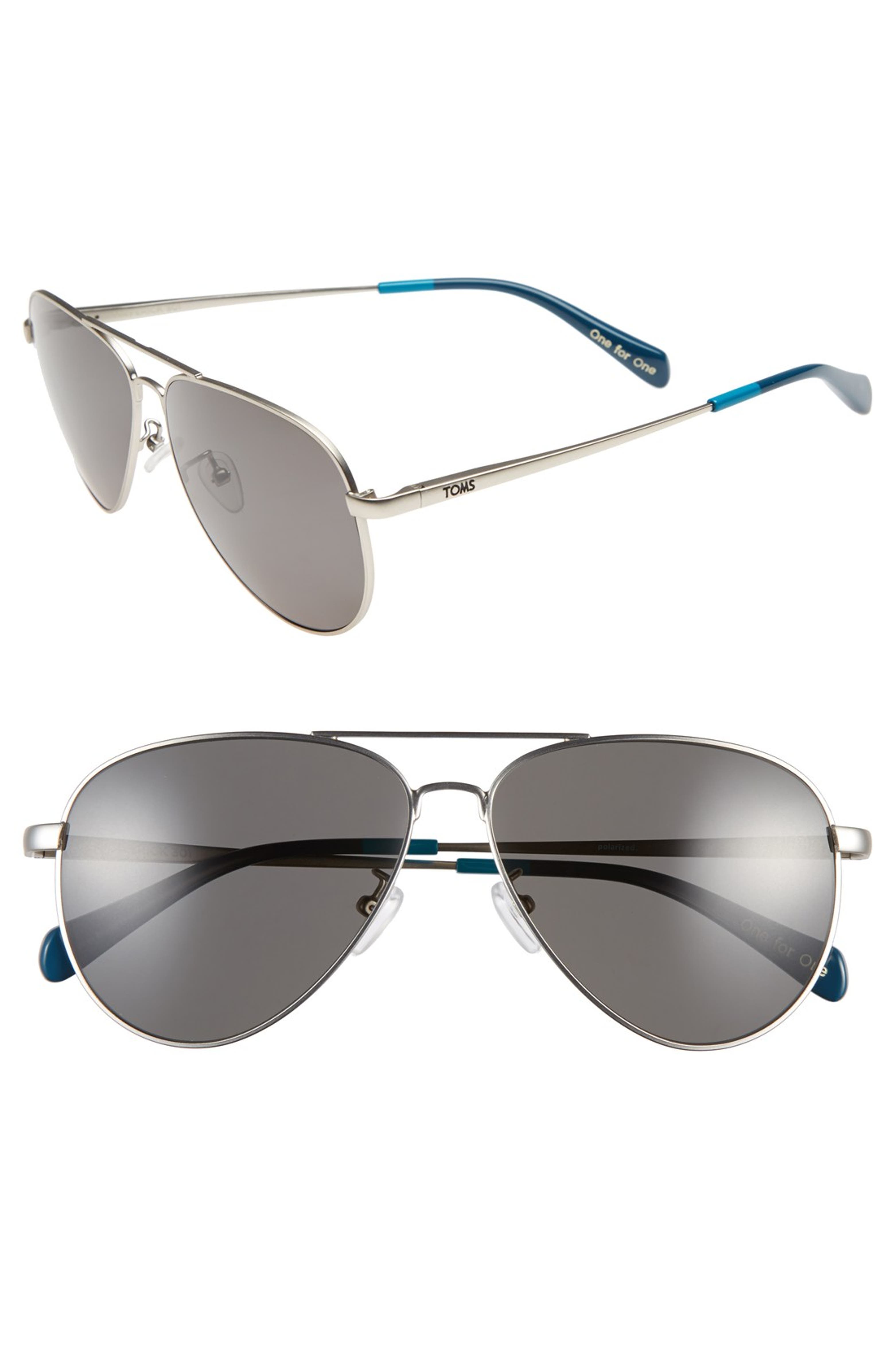 TOMS 'Maverick' 60mm Polarized Aviator Sunglasses | Nordstrom