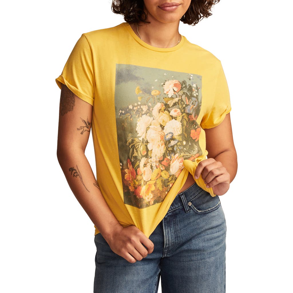 LUCKY BRAND LUCKY BRAND STILL LIFE FLORAL COTTON GRAPHIC T-SHIRT