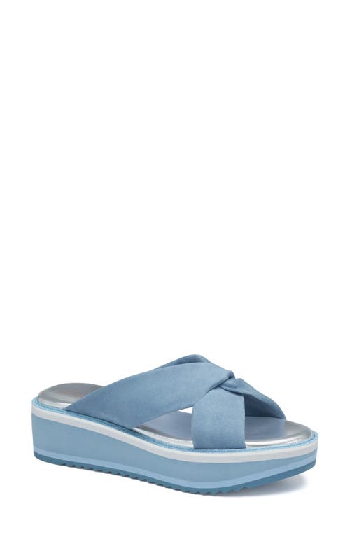 Johnston & Murphy Grace Platform Sandal Slate Blue Kid Suede at Nordstrom,