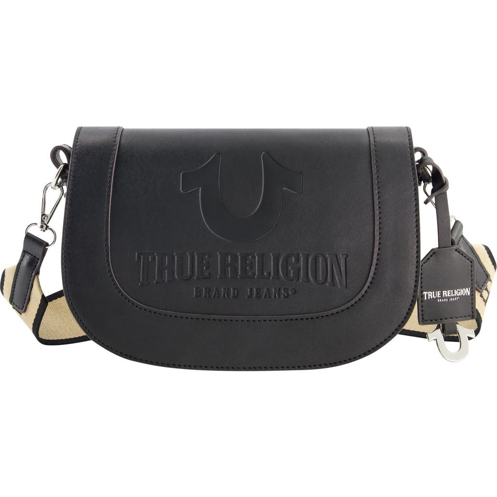 True Religion Brand Jeans Logo Flat Crossbody Bag In Black