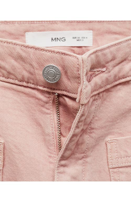 Shop Mango Alex Raw Hem Patch Pocket Crop Flare Jeans In Pink