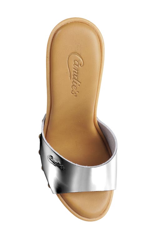 Shop Candies Candie's Antonella Slide Sandal In Silver Metallic Leather