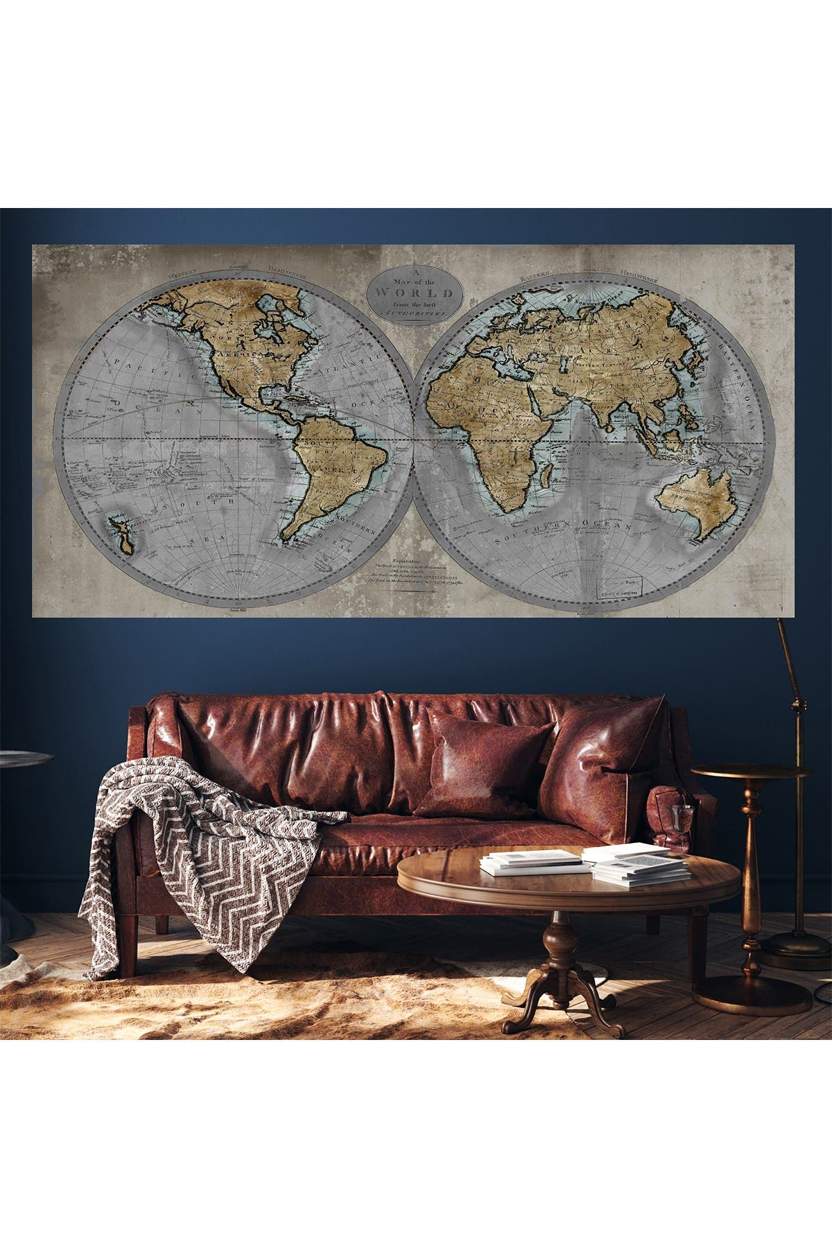 Courtside Market Map Of The World 45" X 96" Mural In Open Miscellaneous