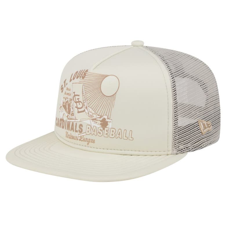 New Era Khaki St. Louis Cardinals Almost Friday A-frame 9fifty Trucker Snapback Hat In Neutral